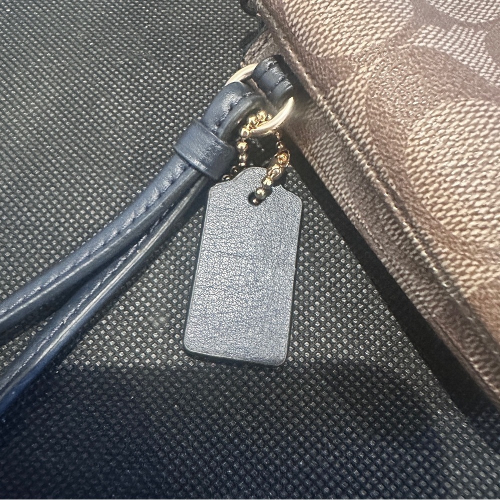Coach Brown Double Zip Signature Wristlet - Picture 7 of 14